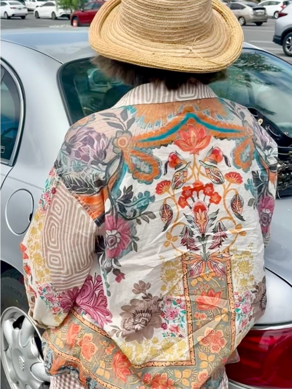 Natural Life Floral/Geometric Button-Down Blouse in Cream & Multicolor - Picture 7 of 7